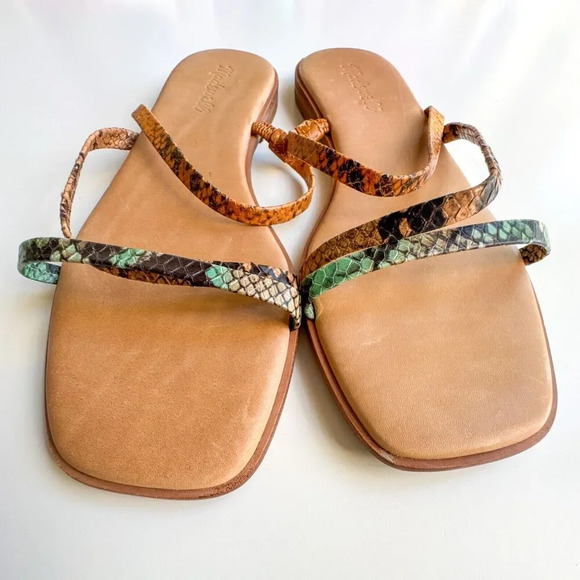 Madewell The Lyra Slide Sandal Snake Embossed Leather Straps Womens Size 8 - Picture 3 of 12